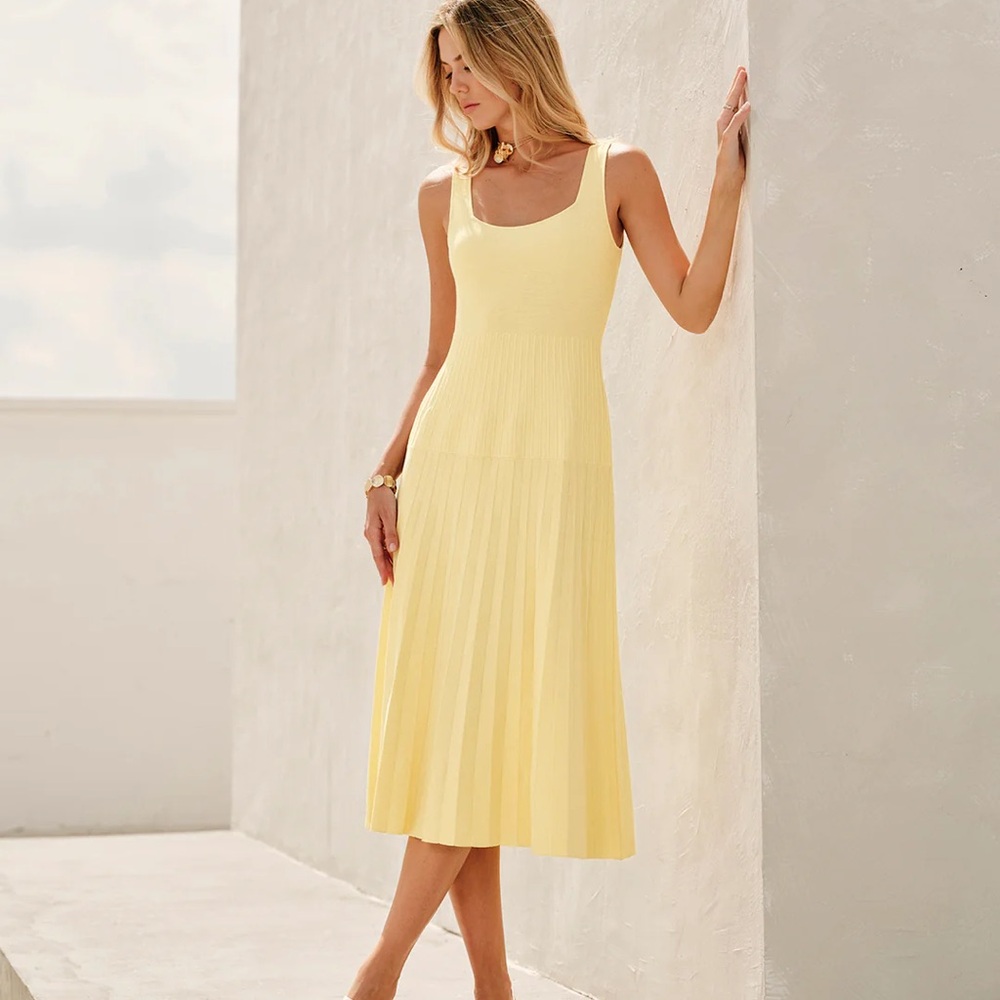Square-Neck Ribbed Knit Dress - Commense - Picture 8 of 15